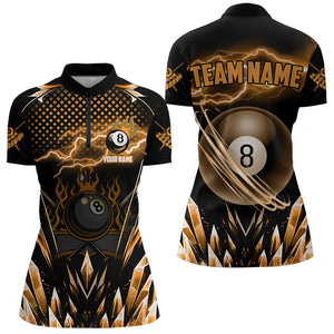 Personalized Orange Icy Lightning 8 Ball Pool Women Billiard Shirt Custom Billiard Team League Jersey TDM3438