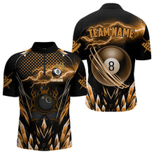 Load image into Gallery viewer, Personalized Orange Icy Lightning 8 Ball Pool Men Billiard Shirt Custom Billiard Team League Jersey TDM3438