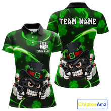 Load image into Gallery viewer, Personalized St Patrick Day Bowling Shirt For Women, Funny Shamrock Luckiest Bowling Team Jersey TDM5746