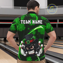 Load image into Gallery viewer, Personalized St Patrick Day Bowling Shirt For Men, Funny Shamrock Luckiest Bowling Team Jersey TDM5746