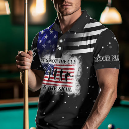 It's The Skill Custom American Flag Men Billiard Shirt Funny Billiard Jersey|Black TDM3571