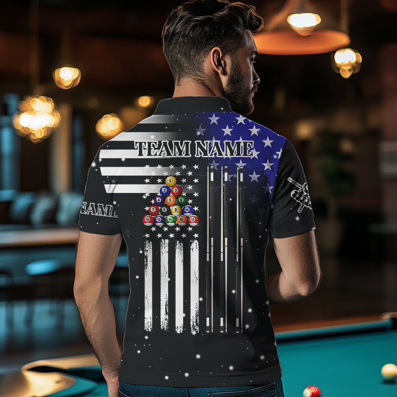 It's The Skill Custom American Flag Men Billiard Shirt Funny Billiard Jersey|Black TDM3571