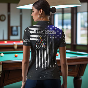 It's The Skill Custom American Flag Women Billiard Shirt Funny Billiard Jersey|Black TDM3571