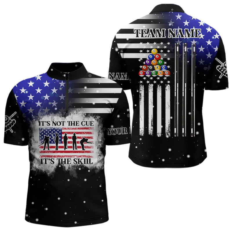 It's The Skill Custom American Flag Men Billiard Shirt Funny Billiard Jersey|Black TDM3571