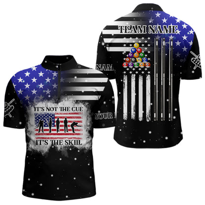 It's The Skill Custom American Flag Men Billiard Shirt Funny Billiard Jersey|Black TDM3571