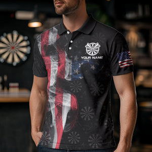 Smoke American Flag Dart Shirt with pocket Custom Patriotic Men Dart Jersey TDM3577
