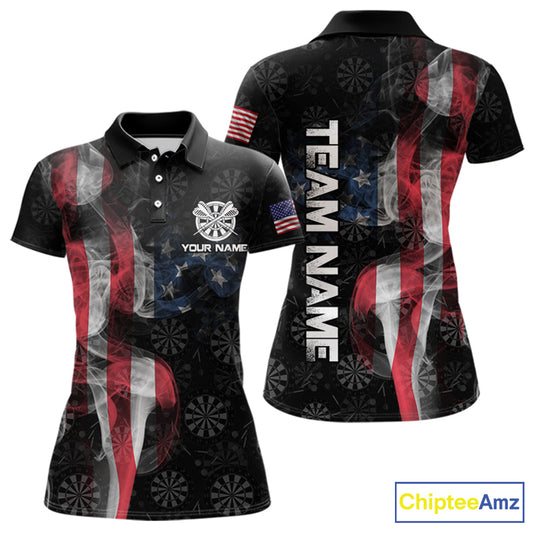 Smoke American Flag Dart Shirt with pocket Custom Patriotic Women Dart Jersey TDM3577