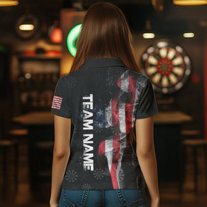 Smoke American Flag Dart Shirt with pocket Custom Patriotic Women Dart Jersey TDM3577