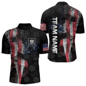 Smoke American Flag Dart Shirt with pocket Custom Patriotic Men Dart Jersey TDM3577