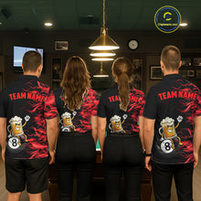 Load image into Gallery viewer, Red Flaming Funny Beer 8 Ball Billiard Shirt For Men Custom Pool Team Jersey Polo &amp; 1/4 Zip TDM5936