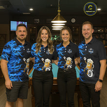 Load image into Gallery viewer, Blue Flaming Funny Beer 8 Ball Billiard Shirt For Women Custom Pool Team Jersey Polo &amp; 1/4 Zip TDM5937