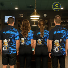 Load image into Gallery viewer, Blue Flaming Funny Beer 8 Ball Billiard Shirt For Women Custom Pool Team Jersey Polo &amp; 1/4 Zip TDM5937