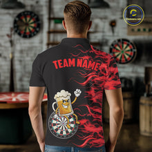 Load image into Gallery viewer, Red Flaming Dartboard Funny Beer Darts Shirt For Men Custom Darts Jersey Team Polo &amp; 1/4 Zip TDM5939