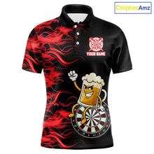 Load image into Gallery viewer, Red Flaming Dartboard Funny Beer Darts Shirt For Men Custom Darts Jersey Team Polo &amp; 1/4 Zip TDM5939