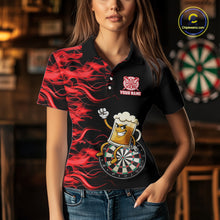 Load image into Gallery viewer, Red Flaming Dartboard Funny Beer Darts Shirt For Women Custom Darts Jersey Team Polo &amp; 1/4 Zip TDM5939