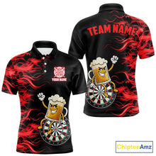 Load image into Gallery viewer, Red Flaming Dartboard Funny Beer Darts Shirt For Men Custom Darts Jersey Team Polo &amp; 1/4 Zip TDM5939