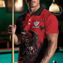 Load image into Gallery viewer, Red Grim Reaper 8 Ball Billiard Shirt For Men Custom Skull Pool Team Jersey Polo &amp; 1/4 Zip TDM6102