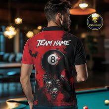 Load image into Gallery viewer, Red Grim Reaper 8 Ball Billiard Shirt For Men Custom Skull Pool Team Jersey Polo &amp; 1/4 Zip TDM6102