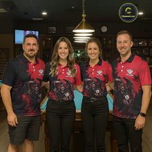 Load image into Gallery viewer, Red Grim Reaper 8 Ball Billiard Shirt For Women Custom Skull Pool Team Jersey Polo &amp; 1/4 Zip TDM6102