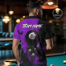 Load image into Gallery viewer, Purple Grim Reaper 8 Ball Billiard Shirt For Men Custom Skull Pool Team Jersey Polo &amp; 1/4 Zip TDM6104