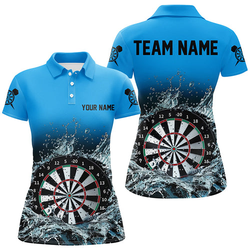Personalized Blue Darts Board In Water 3D Printed Women Darts Polo Shirts Custom Darts Jersey Attire TDM1464