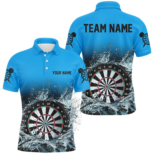 Personalized Blue Darts Board In Water 3D Printed Men Darts Polo Shirts Custom Darts Jersey Attire TDM1464