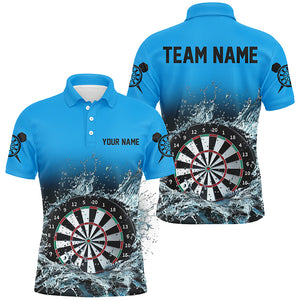 Personalized Blue Darts Board In Water 3D Printed Men Darts Polo Shirts Custom Darts Jersey Attire TDM1464