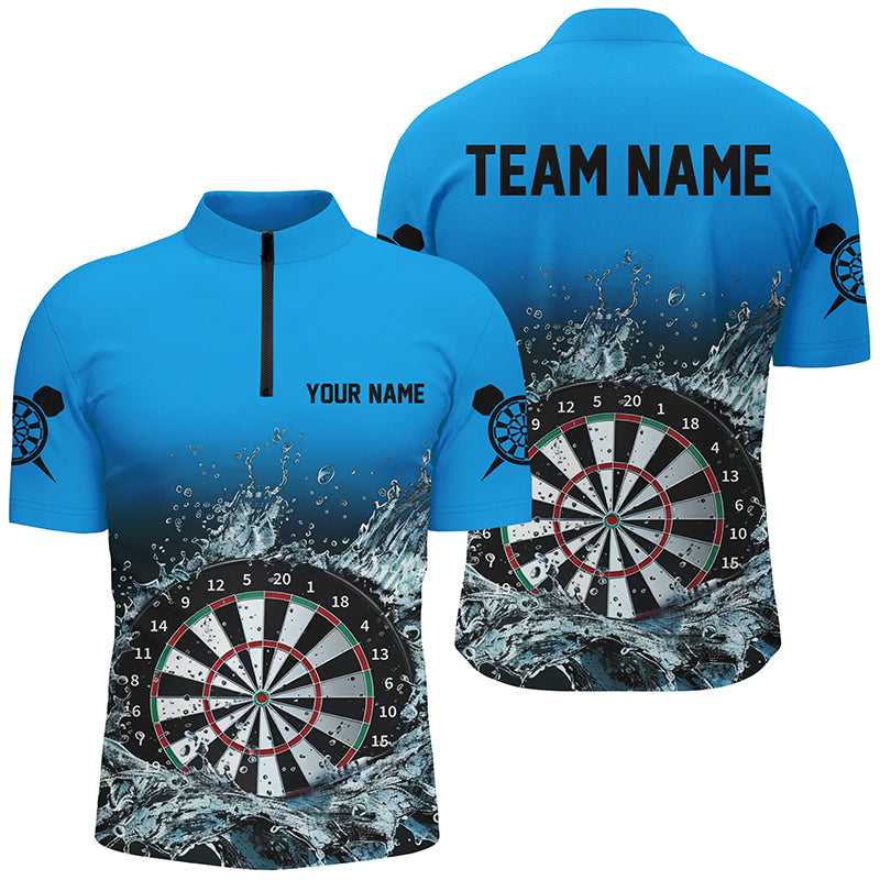 Customized Blue Darts Board In Water 3D Printed Men Darts Quarter-Zip Shirt, Darts Jersey TDM1464