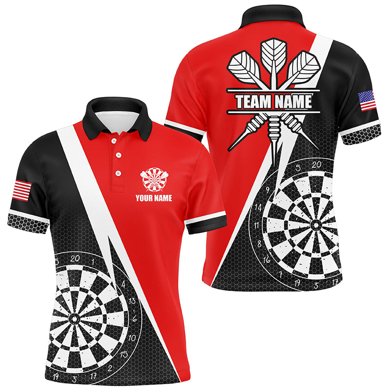 Personalized Retro Darts Board Men Darts Polo Shirts Custom Darts Team Jersey Uniform |Red TDM1465