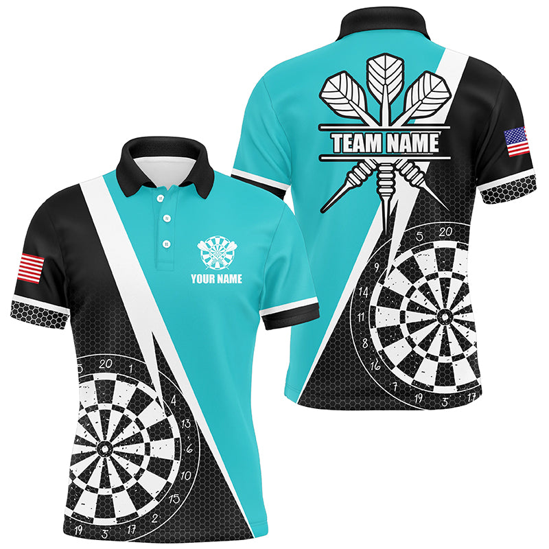 Personalized Retro Darts Board Men Darts Polo Shirts Custom Darts Team Jersey Uniform |Turquoise TDM1466