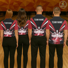 Load image into Gallery viewer, Black And Red Bowling Jersey For Women Custom Strike Lightning Bowling Team Jersey Polo &amp; 1/4 Zip TDM6357