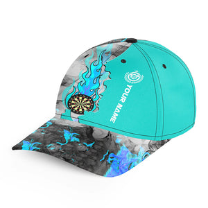 Turquoise Darts Board Fire Smoke Darts Hat Gifts, Personalized Adjustable Darts Caps For Player TDM1627