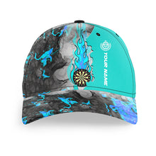 Load image into Gallery viewer, Turquoise Darts Board Fire Smoke Darts Hat Gifts, Personalized Adjustable Darts Caps For Player TDM1627
