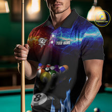 Load image into Gallery viewer, Orange And Blue Custom Lightning Men&#39;s Billiard Shirts – Billiard Pool Team Jerseys Polo &amp; 1/4 Zip TDM4014