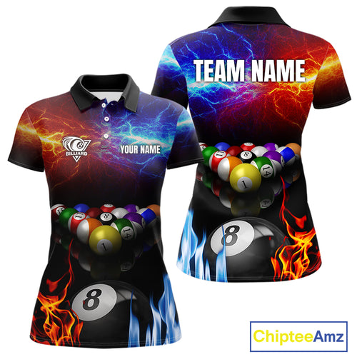 Orange And Blue Custom Lightning Women's Billiard Shirts – Billiard Pool Team Jerseys Polo & 1/4 Zip TDM4014