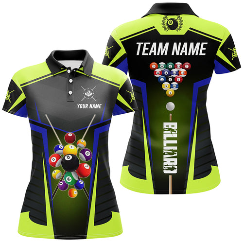 Personalized Green Neon Jerseys Billiard Balls Shirts For Women Custom 3D Pool League Shirts TDM1832