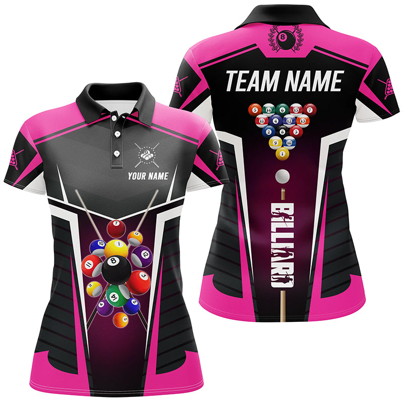 Personalized Pink Jerseys Billiard Balls Shirts For Women Custom 3D Billiard Pool League Shirts TDM1833