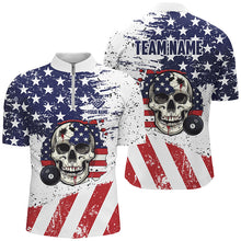 Load image into Gallery viewer, Billiard Skull Grunge American Flag Custom Billiard Shirts For Men, Patriotic Billiard Clothing TDM1835