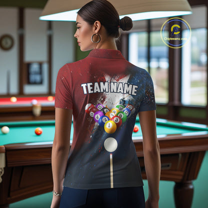 Personalized Grunge Texas Flag Billiard Shirt For Women Custom Patriotic Pool Team Jerseys TDM4201