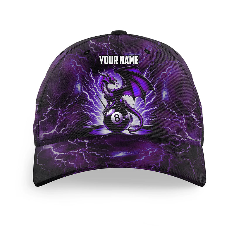Lightning Thunder Dragon Purple 8 Ball Billiard Hats Custom 3D Printed Billiard Baseball Cap TDM2249