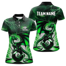 Load image into Gallery viewer, Lightning Thunder Dragon Custom Green 8 Ball Pool Shirts For Women, Billiard Team League Jerseys TDM2250