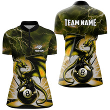 Load image into Gallery viewer, Lightning Thunder Dragon Custom Yellow 8 Ball Pool Shirts For Women, Billiard Team League Jerseys TDM2251