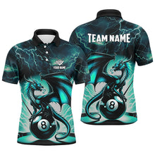 Load image into Gallery viewer, Lightning Thunder Dragon Custom Turquoise 8 Ball Pool Shirts For Men, Billiard Team League Jerseys TDM2252