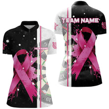 Load image into Gallery viewer, Pink Ribbon Breast Cancer Darts Shirts For Women Custom Grunge Darts Jerseys, Breast Cancer Gifts TDM2515