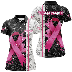 Pink Ribbon Breast Cancer Billiard Shirts For Women Custom Grunge Breast Cancer Pool Cue Jerseys TDM2516