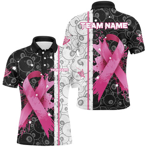 Pink Ribbon Breast Cancer Billiard Shirts For Men Custom Grunge Breast Cancer Pool Cue Jerseys TDM2516