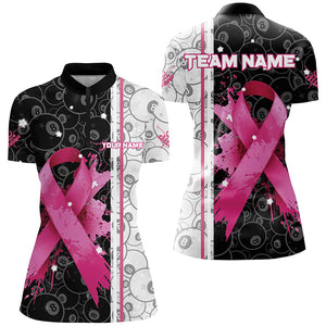 Pink Ribbon Breast Cancer Billiard Shirts For Women Custom Grunge Breast Cancer Pool Cue Jerseys TDM2516