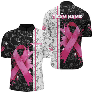 Pink Ribbon Breast Cancer Billiard Shirts For Men Custom Grunge Breast Cancer Pool Cue Jerseys TDM2516