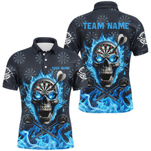 Load image into Gallery viewer, Blue Darts Skull Fire Flame Custom Men Darts Shirts, 3D Printed Darts Jersey Short Sleeve For Team TDM2517