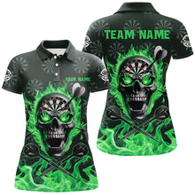 Load image into Gallery viewer, Green Darts Skull Fire Flame Custom Women Darts Shirts, 3D Darts Jersey Short Sleeve For Team TDM2518